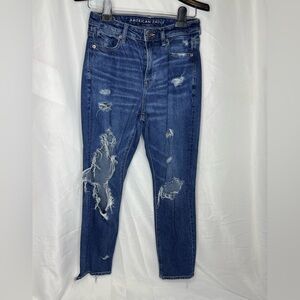 American Eagle Outfitters Blue Boyfriend Jeans Distressed